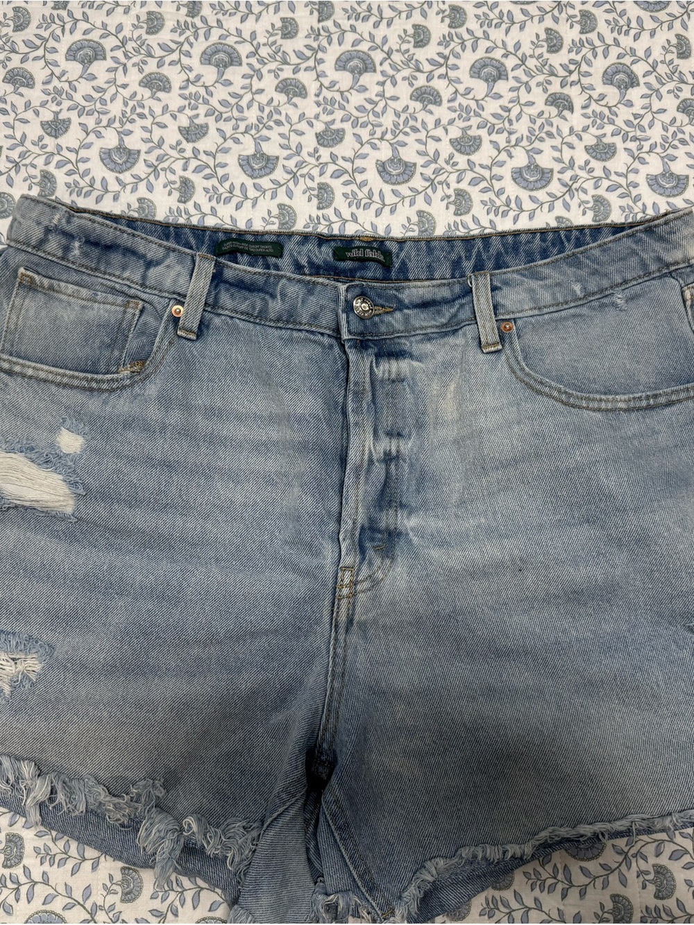 Light Wash Distressed Denim Cutoff Shorts